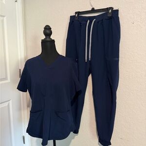 Fabletics Navy Blue Jogger Scrubs Set